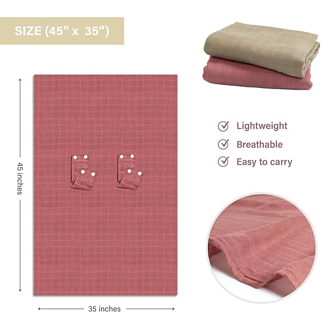 Meracorallo Muslin Baby Car Seat Cover, Lightweight Breathable Soft Infant Carrier Cover Carseat Canopy for Baby Boys and Girls, Earthy Red