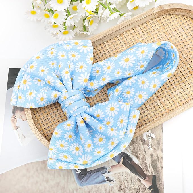 Daisy Baby Bow for Girls Blue Headbands for Baby Girl Hair Bow Accessories Summer Outfits for Infants Toddlers Hair Accessory