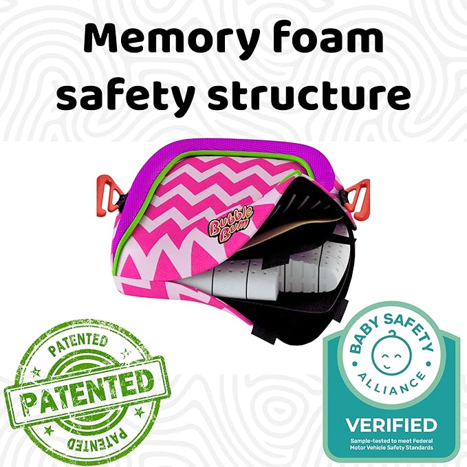 Bubblebum Booster Car Seat, Inflatable Booster Seat for Kids, Travel Carseat, Backless Portable Child Safety Seats for Car, Inflatable Seats for Cars 40-100 lbs, for 4 Year Old + Toddler, Kid - Pink