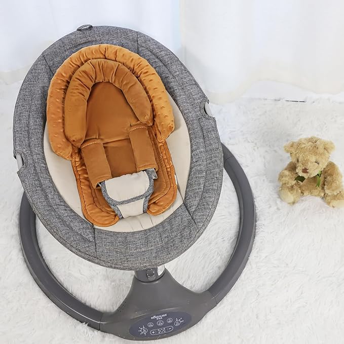 Infant Car Seat Insert, HNHUAMING Baby Car Seat Head & Body Support with 2 Straps Pads, Ultra Soft Newborn Preemie Carseat Insert Cushion for Girls Boys, Fits Car Seat, Stroller, Swing, Bouncer, Brown