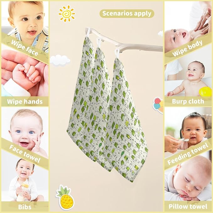 vvfelixl Baby Cotton Washcloths Funny Frogs Infants Bath Towel for Unisex Face Towels for Newborn, Natural Baby Wipes Delicate Skin, 11.8 X 11.8 inch, one sizex3