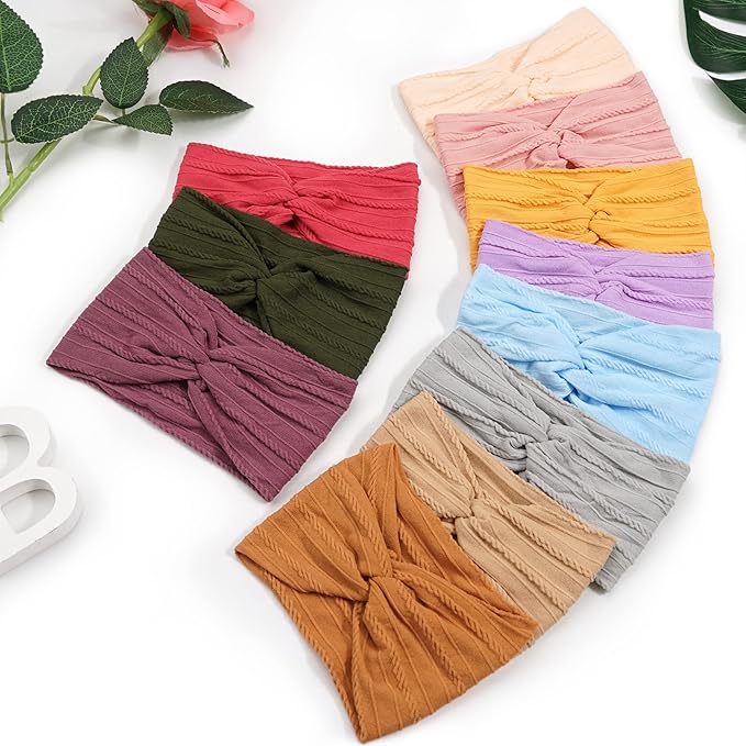 15PCS Baby Nylon Headbands 3.5 inches Handmade Jacquard Weave Elastic Headbands for Baby Girls Newborn Infant Toddlers Kids