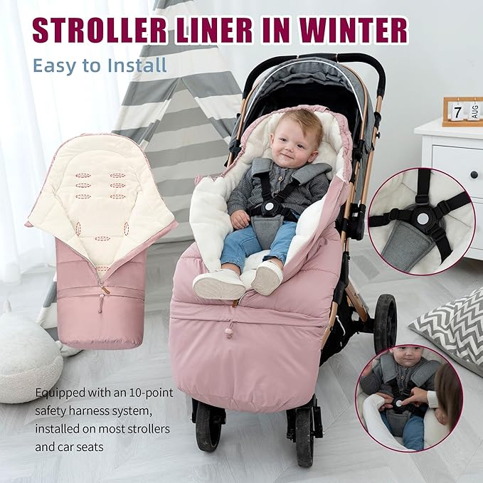 LAT Baby Warm Bunting Bag Universal,Extended and Removable,Stroller Sleeping Bag Cold Weather,Waterproof Toddler Footmuff