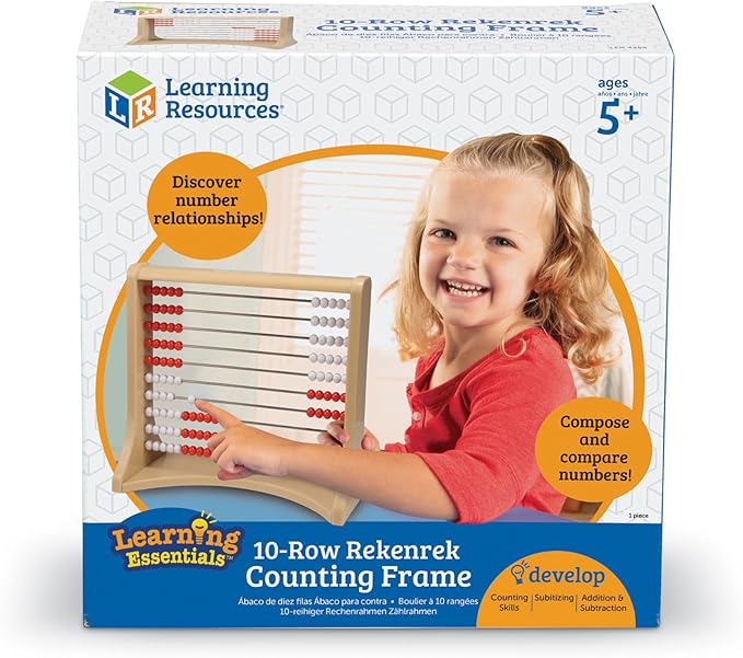 Learning Resources 10-Row Rekenrek Counting Frame, Abacus for Kids, Counting Toy for Kids, Math, Homeschool, Ages 5+