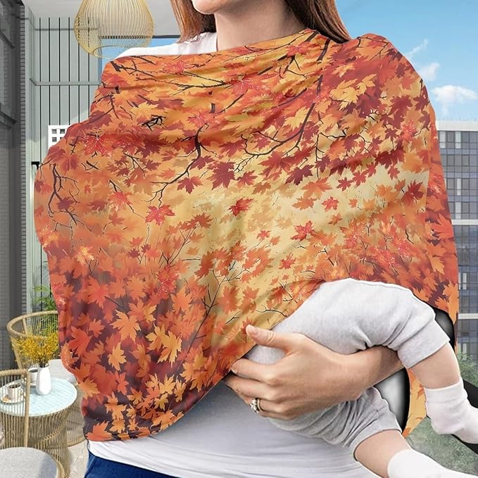 AFPANQZ Maples Stretchy Baby Car Seat Nursing Breastfeeding Cover Kit Super Breathable Multiuse Infant Carseat Canopy Stroller Cover Scarf for All Seasons Girl Boy Baby