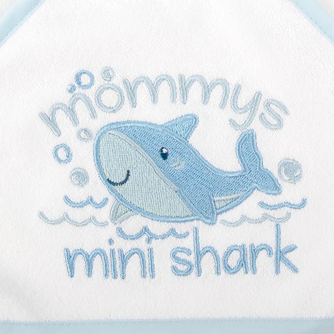 Baby Hooded Bath Towel and Washcloth Set for Infant Boys 6-12 Months (Mini Shark Blue)