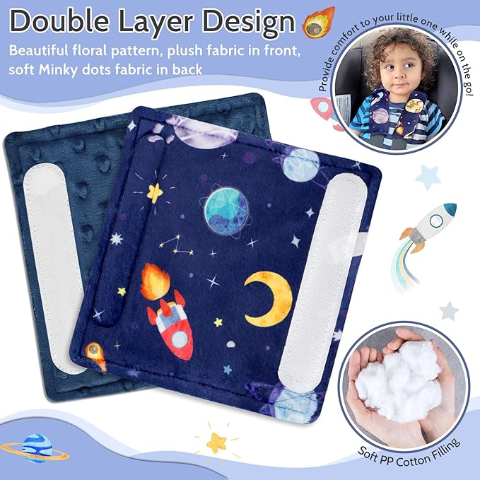 Pea Pod Pack of Infant Car Seat Insert and Car Seat Strap Covers Set, Outer Space