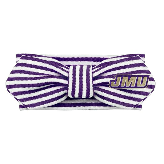 Creative Knitwear James Madison Dukes Infant Girls Purple/White Striped Hair Knot Headband Embroidered Logo - Size Newborn - 4T