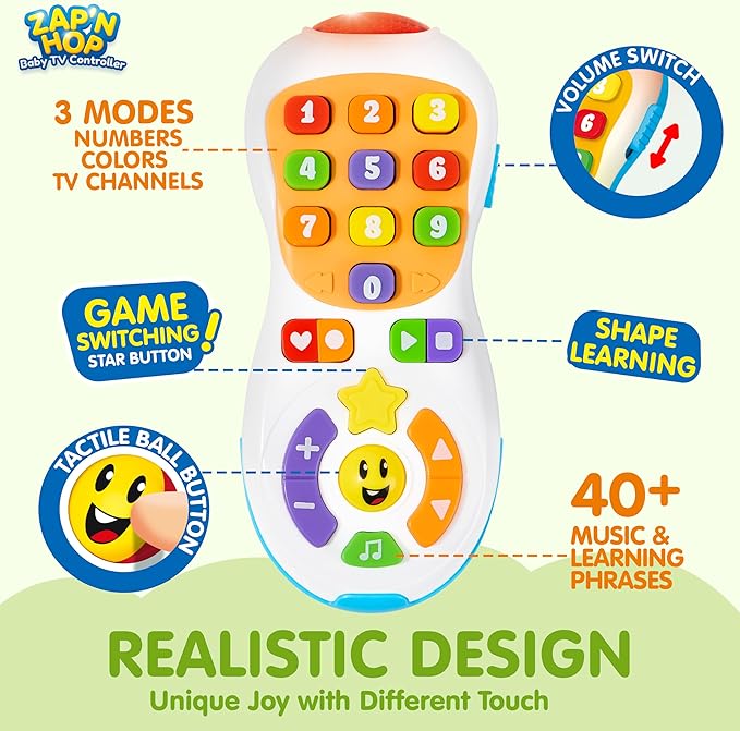 JOYIN Upgraded Toy Phone and Remote Control Set, 90+ Music and Learning Phrases, Baby Toys 6-12 Months, Toddler Birthday Gifts for 1 2 3+ Year Old Girs Boy