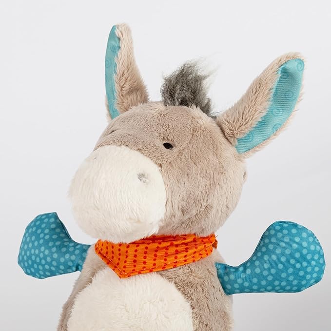 SIGIKID 42891 Mini Donkey Music Box with Soft Melody for Sleeping with Changeable Mechanism for Babies and Children from Birth, Multi-Colour, 20 cm