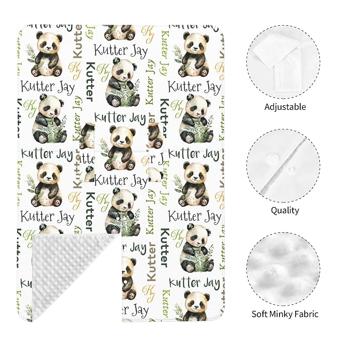 Personalized Winter Carseat Cover for Baby Custom Name Car Seat Canopy for Newborn Baby Boys Girls 2 in 1 Mom Nursing Breastfeeding Covers Panda Minky Baby Carrier Stroller Covers
