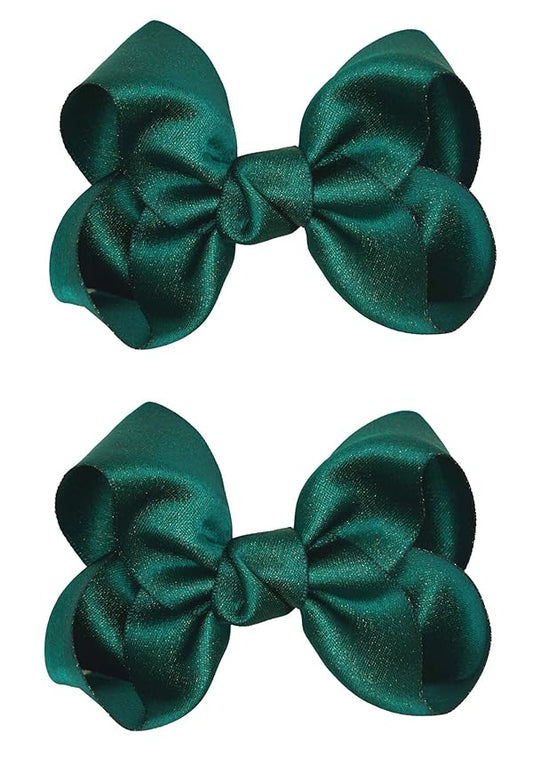 3 Inch Baby Girl Hair Bows Clips Hairpin Headwear Little Teen Toddler Girls Kids Teens Toddlers Hair Accessories - Set of 2 (Green)