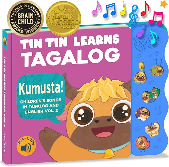 Bundle Deal — Interactive Sound Board Book for Toddlers 1-3, Bilingual English & Filipino Songs & Nursery Rhymes, Talking Musical Book, Musical Toy Gift for Babies & Kids