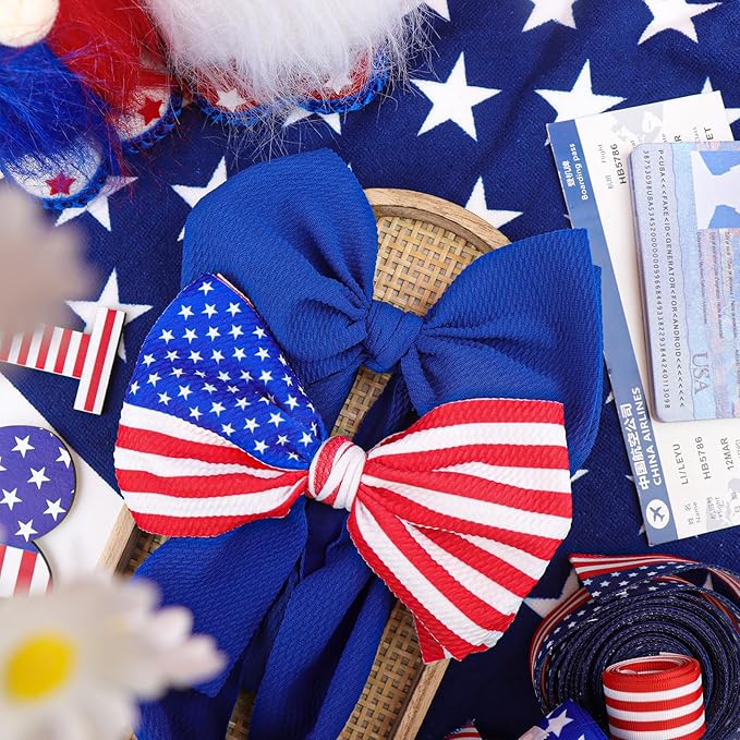 YanJie 7'' 2pcs Baby Girl Headbands 4th of July Independence Day Hair Bands for Kids Toddlers Infants Newborns Girl Outfits