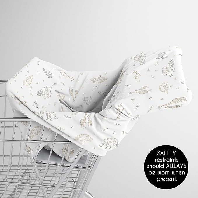 Sweet Jojo Designs Jungle Safari Animals Boy Girl Unisex/Gender Neutral Infant Baby Car Seat Cover Nursing Breastfeeding High Chair Shopping Cart Stroller Carrier Multipurpose Use Elephant Serengeti