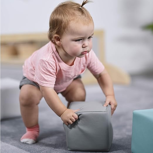 ECR4Kids SoftZone Patchwork Toddler Blocks, Foam Cubes, Contemporary, 12-Piece