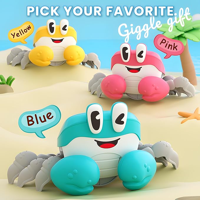 BEKILOLE Crawling Crab Baby Toys | Boys Gifts Interactive Fun for Tummy Time Moving Walking Running | Musical Toddler Boys Girls Birthday Gift Toys 0+ Months | Battery NOT Included - Blue