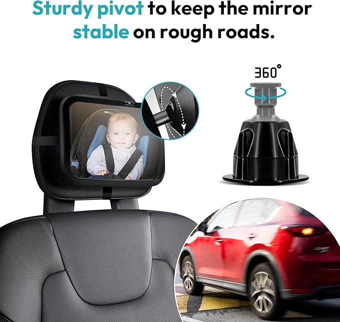Direct Eye Contact Baby Car Mirror - Baby Essentials for Rear Facing Car Seat, Mirror for Newborn Travel Gear