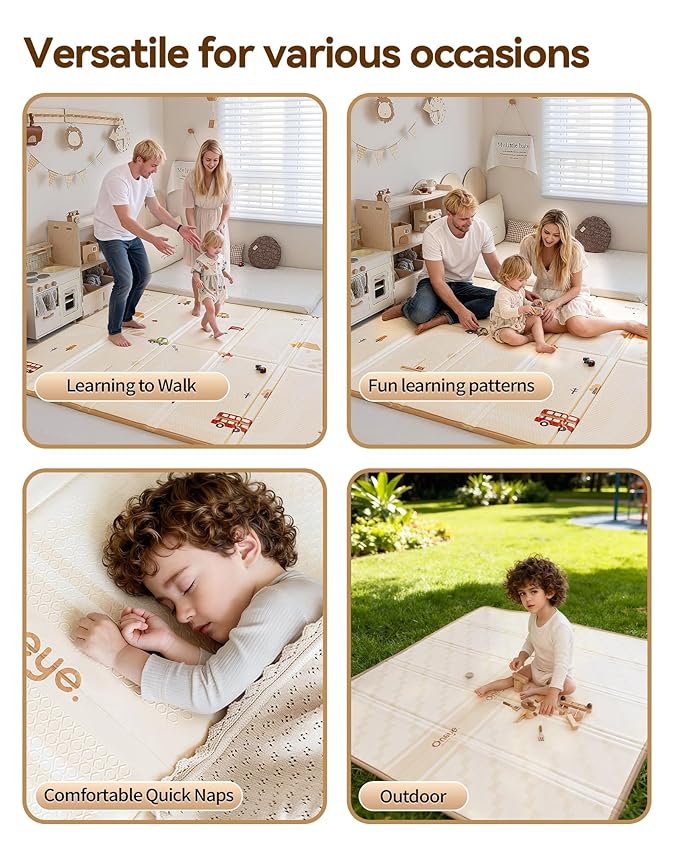 Baby Play Mat, 71 x 79 Inch Floor Mat with XPE Foam,Foldable & Reversible Baby Floor Play Mat , Perfect Baby Foam Playmat for Baby Playpen, Waterproof PlayMats for Babies, Infants,Indoor& Outdoor