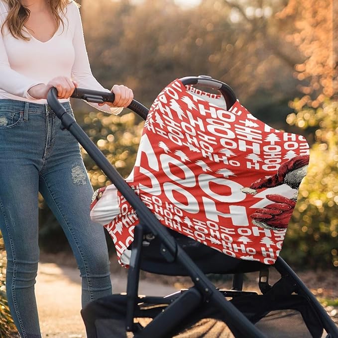 AFPANQZ Santa Claus Nursing Covers for Newborns Baby Car Seat Covers for Baby Girls, All Season Baby Carseat Canopy Cover Ups Breastfeeding Scarves Breathable Baby Shower s