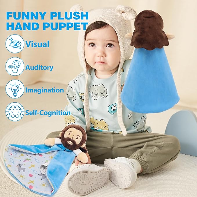Yelakey Security Blanket, Baby Lovey with Soft Minky Velour, Baptism for Boys and Girls, 13.8 Inch Jesus Stuffed Snuggle Toy, Newborn Essentials Birthday