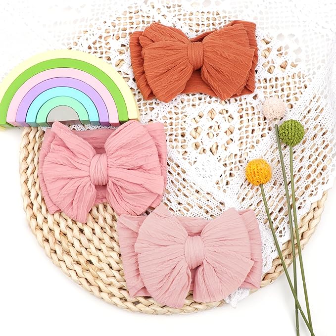 AQOKKA Baby Bows Headbands Nylon Baby Girl Headbands Soft Handmade Hairbands Toddler Hair Accessories for Girls Baby Newborn Infant Kids