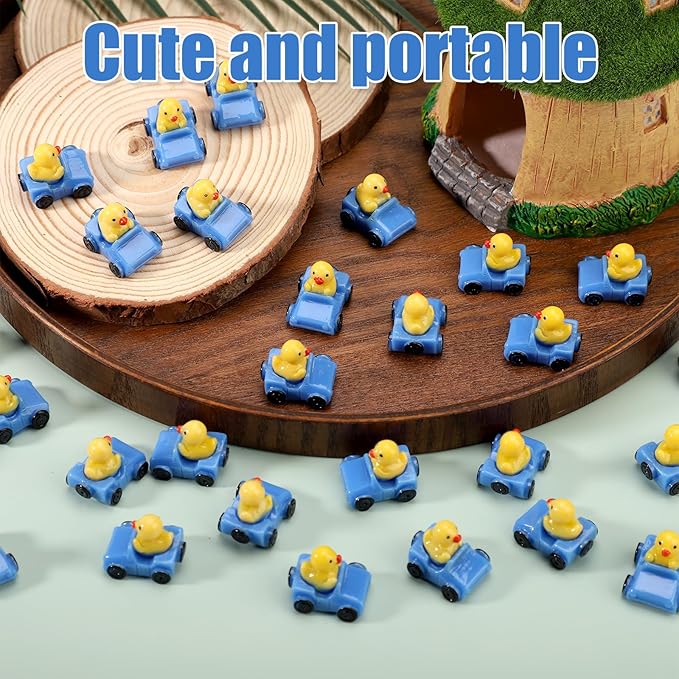 Tinoaly 30pcs Miniature Duck Figures, Whimsical Resin Mini Ducks in a Car, Dark Blue, 1:12 Scale, Adult, Unisex, Ornament