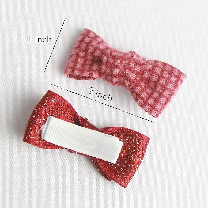 Baby Hair Clips Set, 10PCS Soft Fabric Hair Accessories for Toddlers, Mini Hair Bows for Daily Wear, School, Parties, Birthday Gifts (Red)