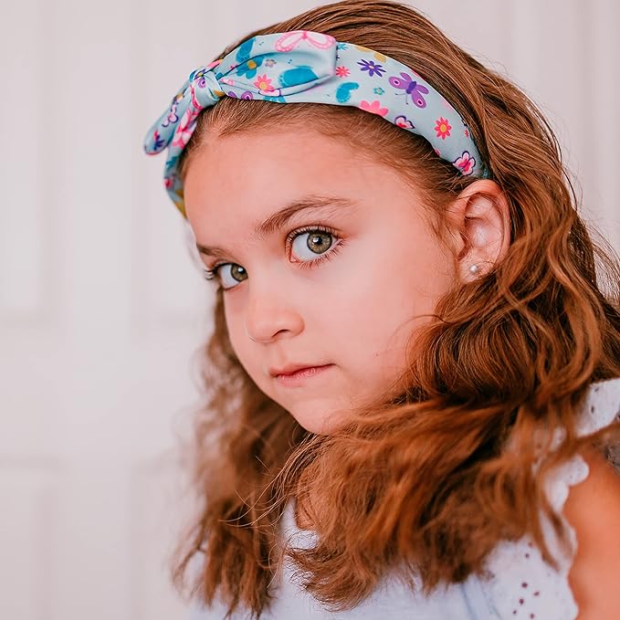 FROG SAC Rabbit Ear Headband for Girls, Knotted Toddler Bow Headbands for Kids, Cute Child Butterfly Knot Hair Bands for Toddlers, Hard Flower Head Band for Children, Daisy Girl Hair Accessories