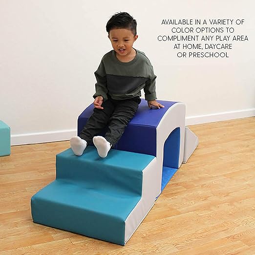 FDP SoftScape Playtime Grow-n-Learn Tunnel Climber for Toddlers and Kids Soft Foam Indoor Active Playset for Crawling and Sliding at Home, Daycare, Preschool (3-Piece) - Contemporary, 12824-CT