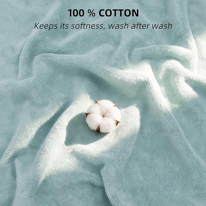 LifeTree 1 Pack Baby Hooded Towel with 1 Pack Washcloth for Newborn, 100% Cotton Bath Towel for Babies, Infant, Toddler and Kids, Thick,Soft and Absorbent, 30 * 30 Inches, Newborn Essentials, Green