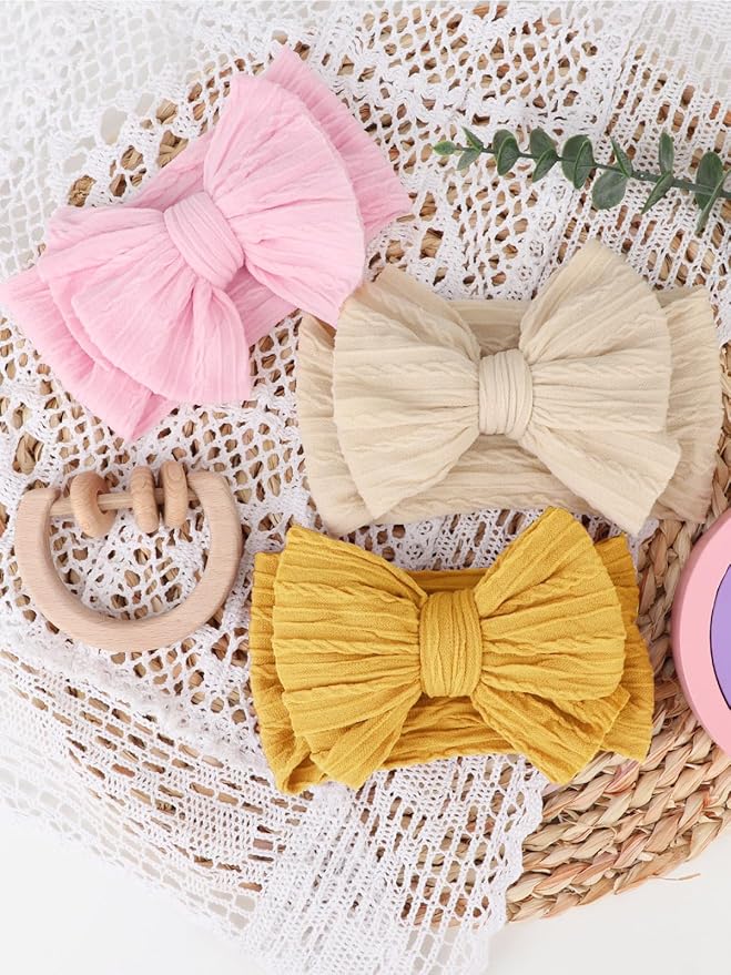 AQOKKA Baby Bows Headbands Nylon Baby Girl Headbands Soft Handmade Hairbands Toddler Hair Accessories for Girls Baby Newborn Infant Kids