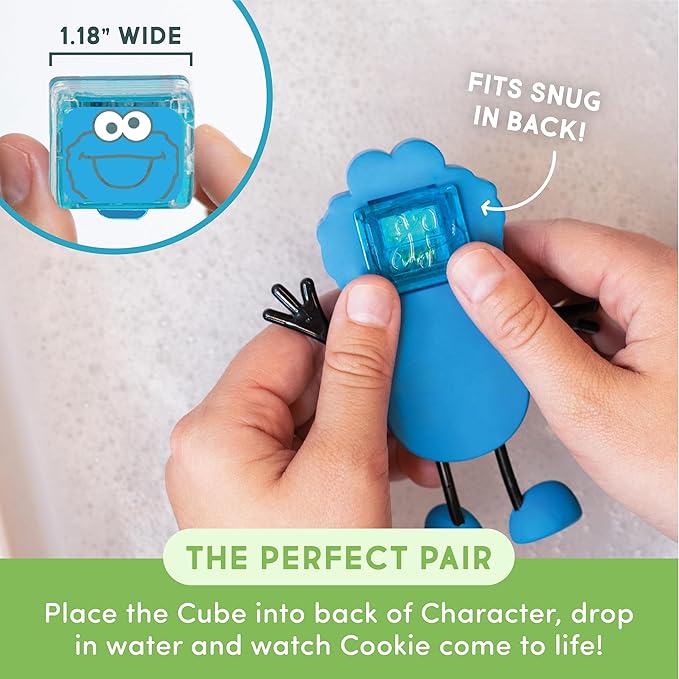 Glo Pals x Sesame Street Water-Activated Light-Up Cubes for Sensory Play (Cookie Monster - Cubes with Character)