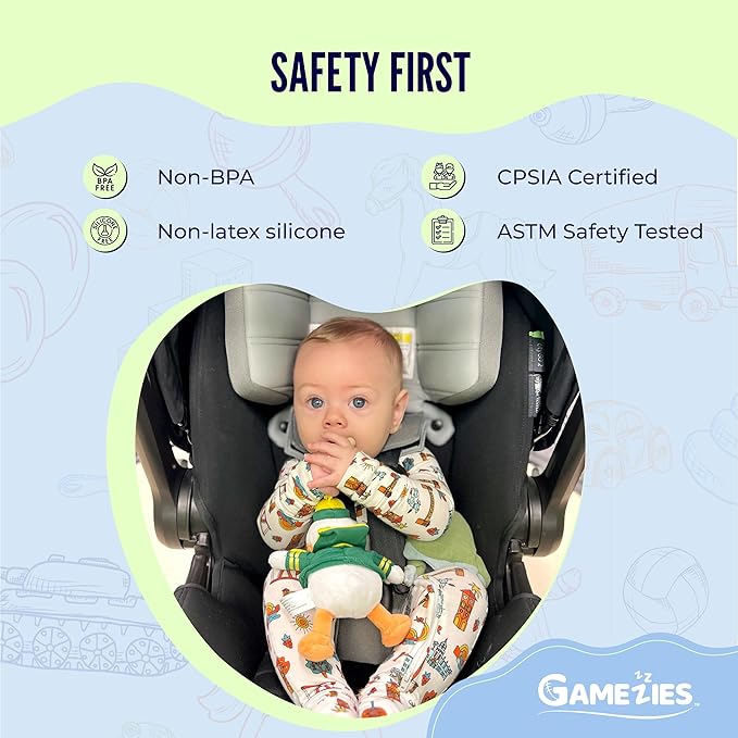 Gamezies Baby Boy and Girl Silicone Pacifier with College Mascot Removable, Washable Plush Toy CPSIA Tested, BPA-Free 0-6 Months (Oregon Duck)