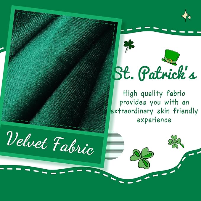 YanJie St. Patrick's Baby Headbands Green Velvet Bows Shamrock Clover Hair Accessories for Newborn Infant Toddler Girls