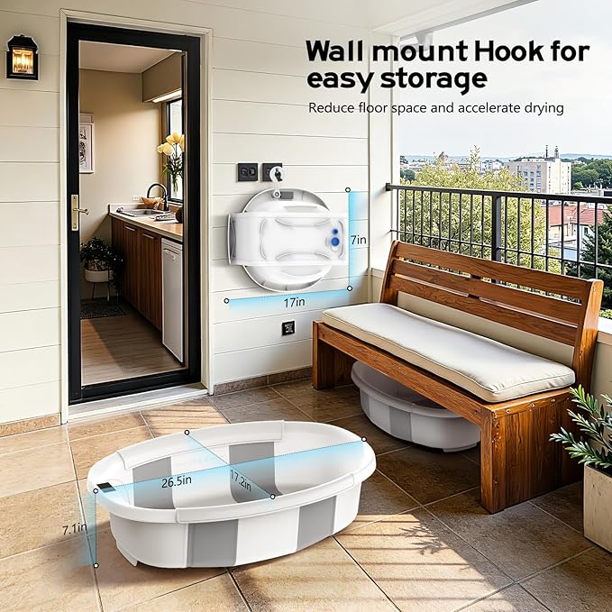Collapsible Baby Bathtub for Newborn to Toddlers 0-36 Months, Large Baby Tub with Thermometer & Cushion, Easy Setup Foldable Travel Infant Bathtub, Newborn Babies Boy Girl Bath Tubs Grey