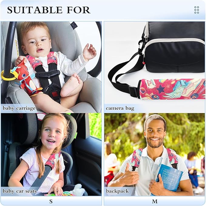 CHIFIGNO 2Pcs Playful Cartoon Roller Skates Red Seat Belt Cover Pad Universal Seatbelt Pad Shoulder Pad Auto Interior Accessories for Car Bag