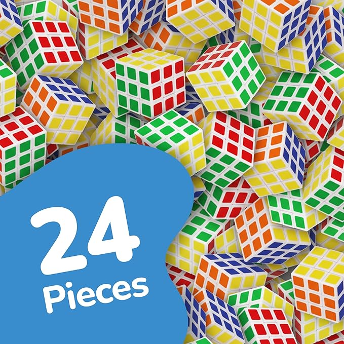 ArtCreativity Mini 3x3 Puzzle Cubes - 24 Pack - Ultra Portable Fidget Cubes for Kids and Adults - 3D Puzzle for Fidgeting, Stress Relief, and Learning - Fidget Party Favors and Goodie Bag Fillers