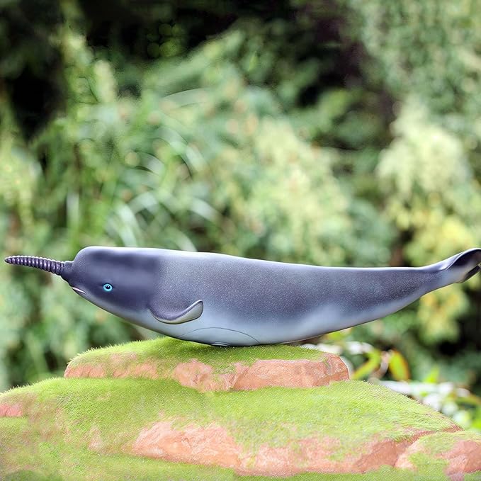 Gemini&Genius Narwhal Toy, Sea Animal Soft Plastic Marine Life Whale Action Figures Gift Great for Educational, Cake Topper, Swim, Bath Toys, Stocking Stuffers for Kids