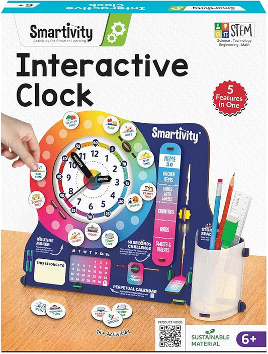 Smartivity DIY Interactive Clock with Stationary Organiser for Kids Ages 8-14 | Features an Infinity Calendar | Birthday Gift for Boys&Girls | STEM Educational Toy for 8,9,10,11,12,13,14 Years