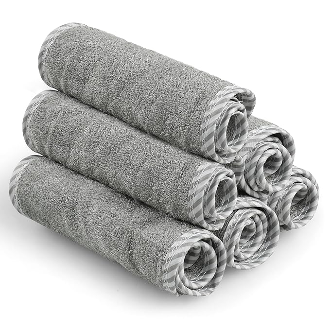 San Francisco Baby Washcloths for Newborn – Rayon from Bamboo Washcloths, Baby Wash Cloths Soft, Wash Cloths for Babies, Baby Wash Cloth – 6 Pieces, Gray