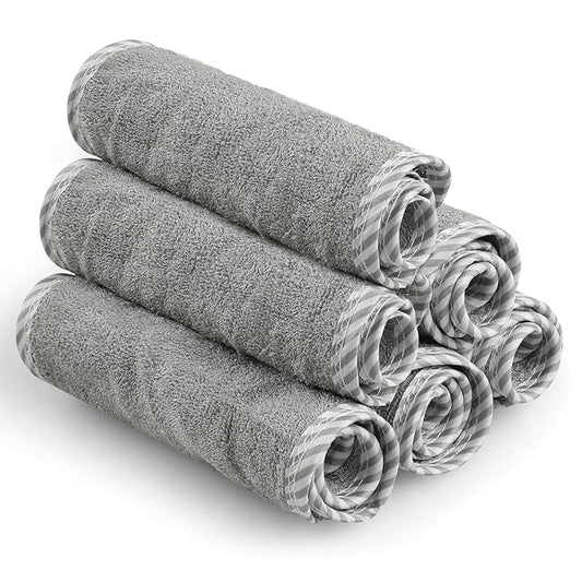 San Francisco Baby Washcloths for Newborn – Rayon from Bamboo Washcloths, Baby Wash Cloths Soft, Wash Cloths for Babies, Baby Wash Cloth – 6 Pieces, Gray