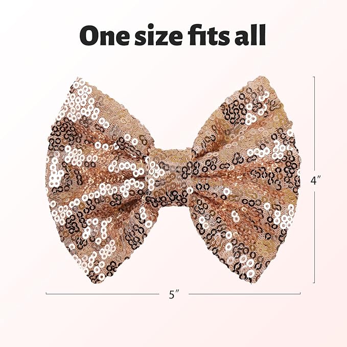 5 Inch Hair Bows for Girls Large Bows Alligator Hair Clip Sparkly Glitter Sequin Hair Bows Hair Accessories for Kids Toddler Children Gift Pink Gold