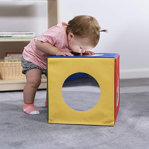 ECR4Kids SoftZone Mirror Activity and Sensory Play Cube, Baby Essentials, Assorted