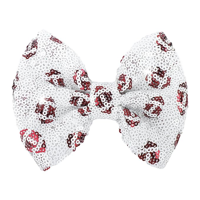 Cute Football Bows Hair Clips Sparkle Sequin Bows for Toddler Girls Football Accessories Glitter Bows for Girls Gifts for Women Big Hair Clips