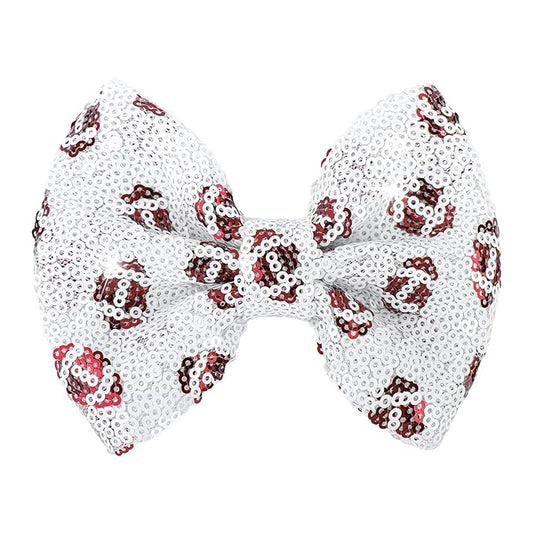 Cute Football Bows Hair Clips Sparkle Sequin Bows for Toddler Girls Football Accessories Glitter Bows for Girls Gifts for Women Big Hair Clips