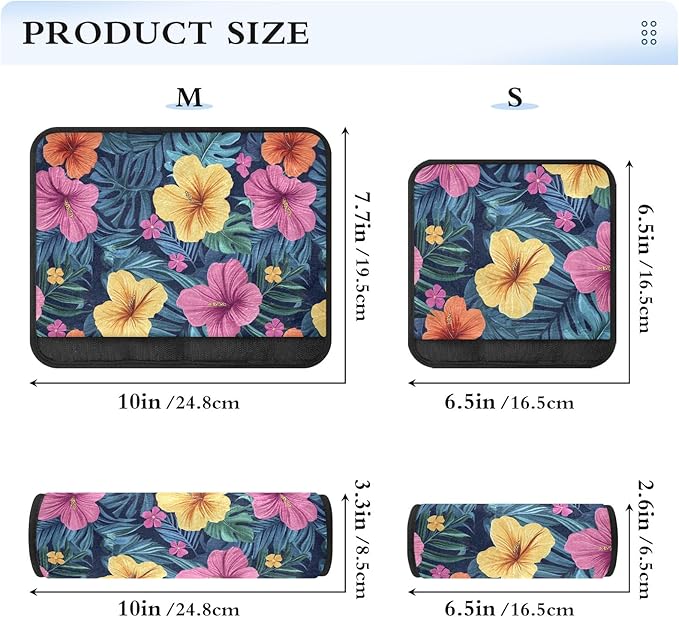 2Pcs Seat Belt Cover Pad Colorful Tropical Flowers Blue Leaves Seatbelt Pad Comfortable Shoulder Strap Cushion for Adults Kids Women Men