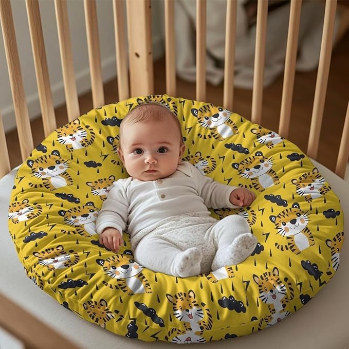 Cute Tiger Baby Lounger Cover Removable Protector Cover for Infant Lounger Pillow, Soft Snug Fitted Baby Lounger Slipcover Breathable and Reusable