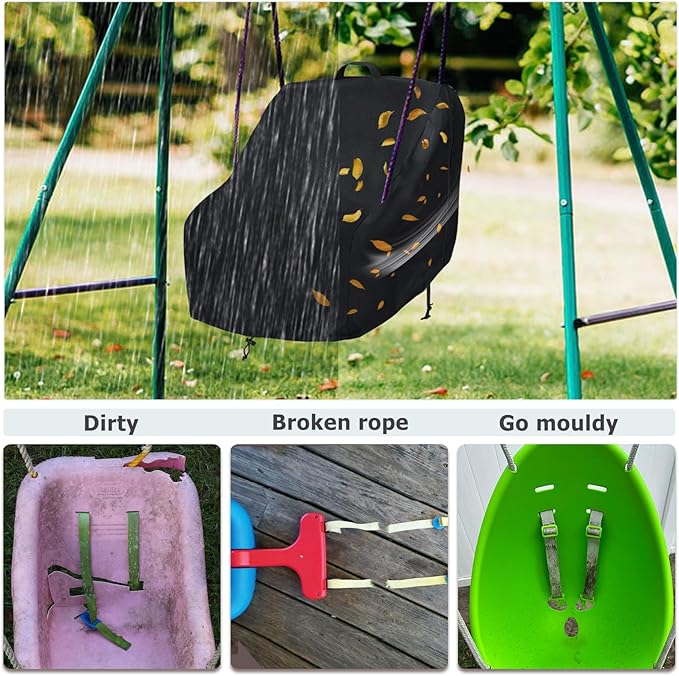 okcool Outdoor Toddler Swing Seat Cover,Outdoor Baby Swing Cover,A Wide Selection of Cute Colors and Patterns,Black