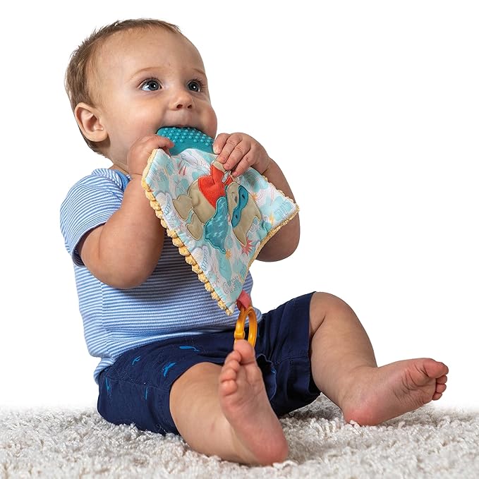 Mary Meyer Crinkle Teether Toy with Baby Paper and Squeaker, 6 x 6-Inches, Lil' Hero